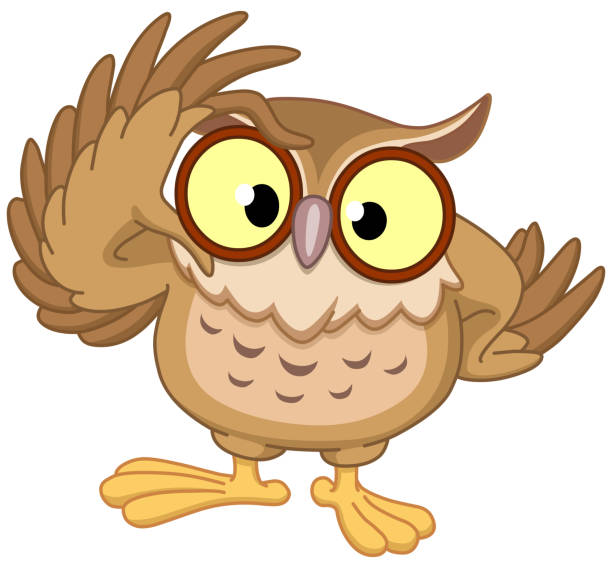 ilustraciones, imágenes clip art, dibujos animados e iconos de stock de búho con gafas - owl