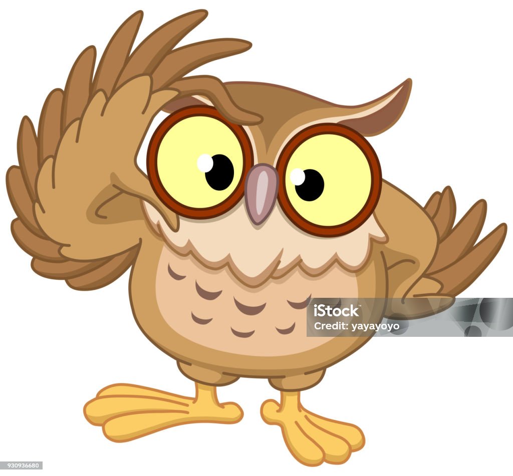 Owl with glasses Owl touching his glasses Owl stock vector