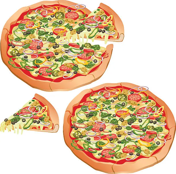 Vector illustration of Vegetarian Pizza