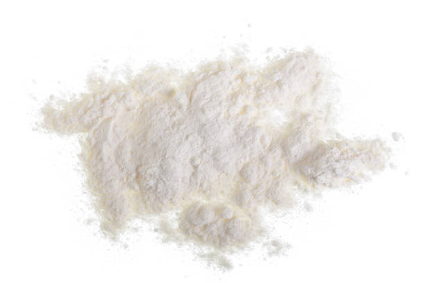 istock Pile of flour isolated on white background. Top view. Flat lay 930944542