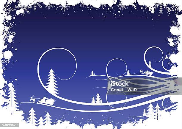 Vetores de Fundo De Grunge De Inverno Com Árvore De Abeto Com Neve E Santa e mais imagens de Azul