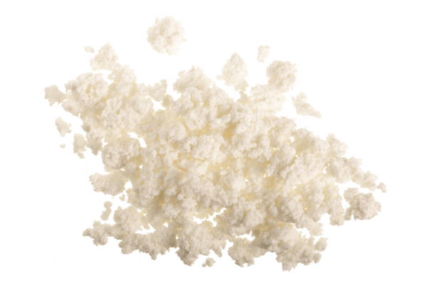 istock Cottage cheese isolated on white background. Top view. Flat lay 930947320