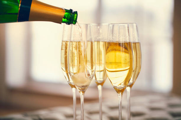 istock Champagne glasses and champagne bottle. Party concept 930985462
