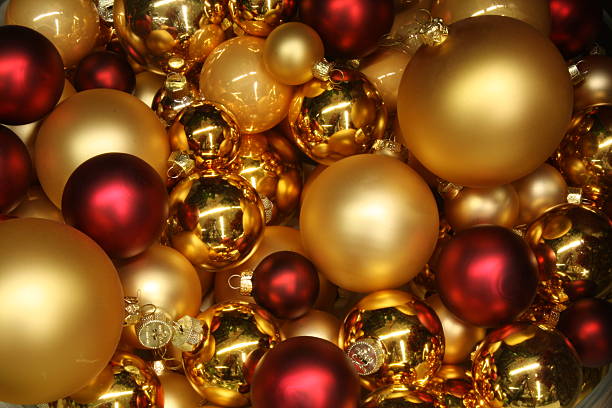 istock Red and Gold Christmas Baubles 93099073