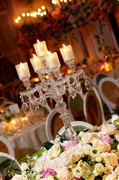 Classy wedding table setting stock photo