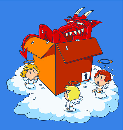 Devils Container Box Devil In A Box Stock Illustration - Download Image Now - Angel, Box ...