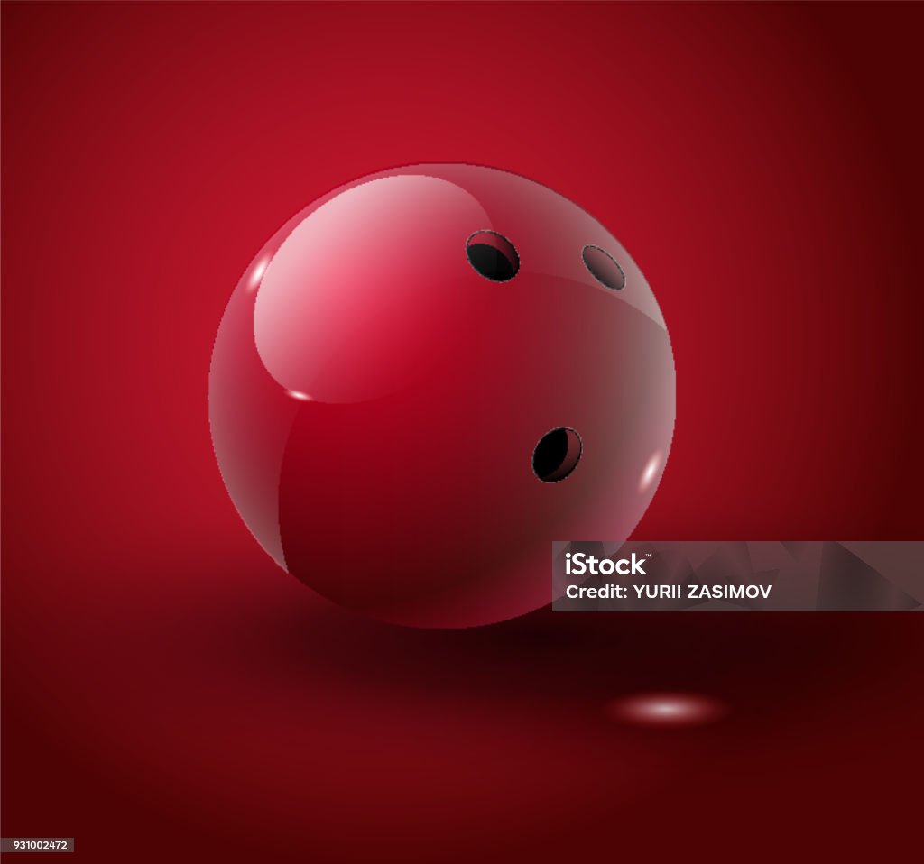 Red Bowling Ball Isolated On Red Background Vector Illustration Stock