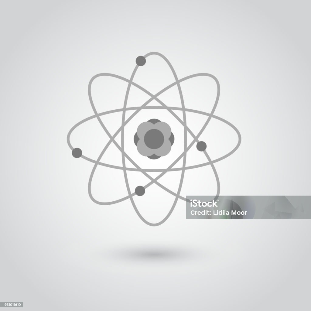 Atom icon Gray atom icon on white background, science, physics Abstract stock vector