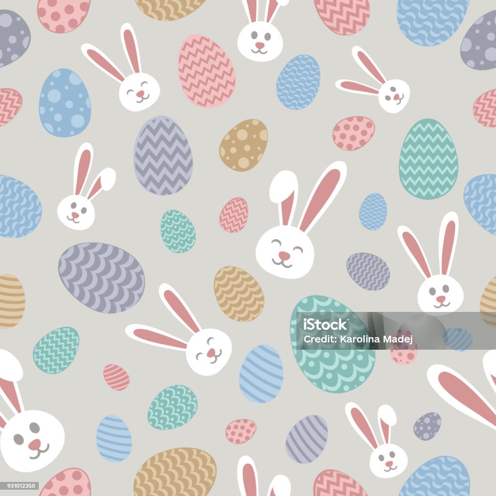 Colorful Easter Wrapping Paper With Cute Bunnies And Eggs Vector Stock  Illustration - Download Image Now - iStock
