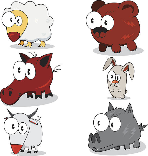 Cartoon animals Some cartoon animals (lamb, horse, goat, bear, hare, wolf). wolf and lamb stock illustrations
