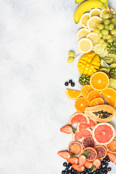 istock Top view of rainbow fruits and berries 931018128
