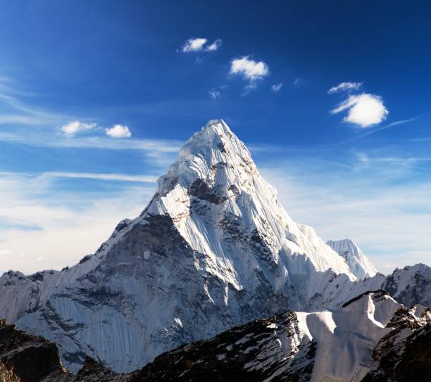 istock Mount Ama Dablam within clouds, way to Everest base camp 931018180