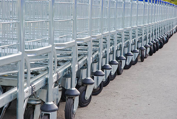 istock Row of shopping carts 93101834