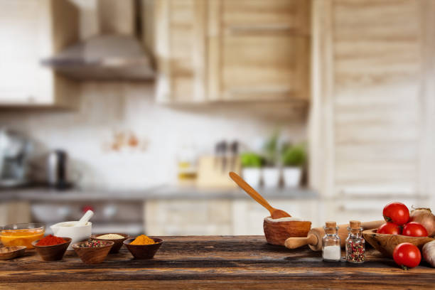 istock Kitchen Baking and cooking ingredients placed on wooden table 931018468