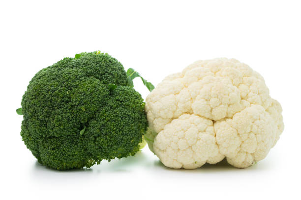istock Broccoli and cauliflower isolated on white background 931028278