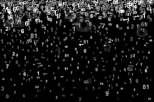 numbers falling down big data information background