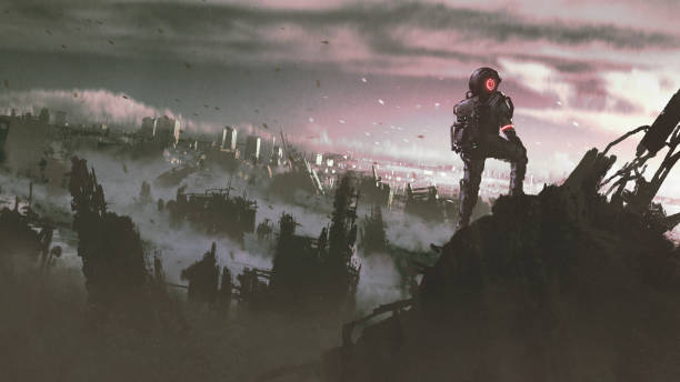 istock astronaut in the ruined city 931040768