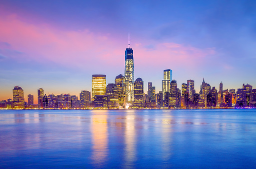 Manhattan Skyline  at twilight, New York City