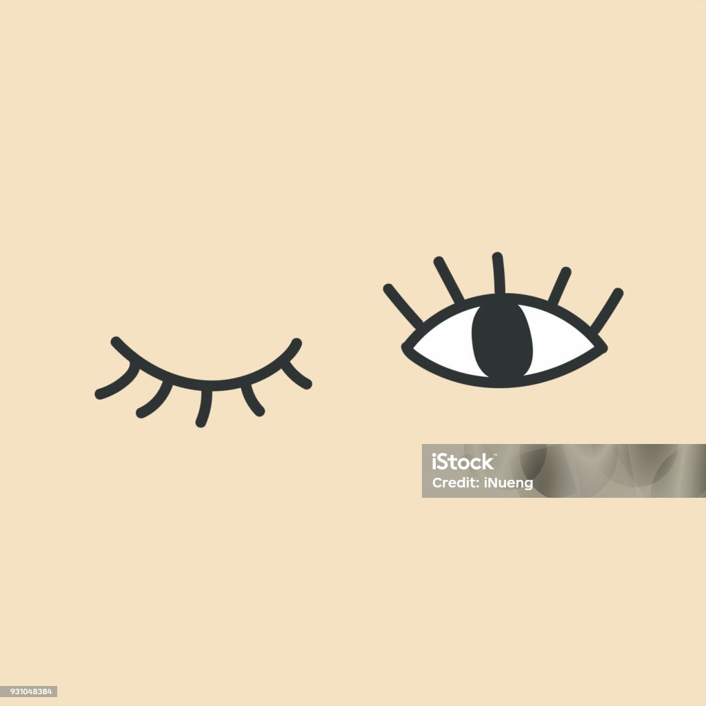 Hand drawn eye doodles. Open and winking eyes. Eye stock vector