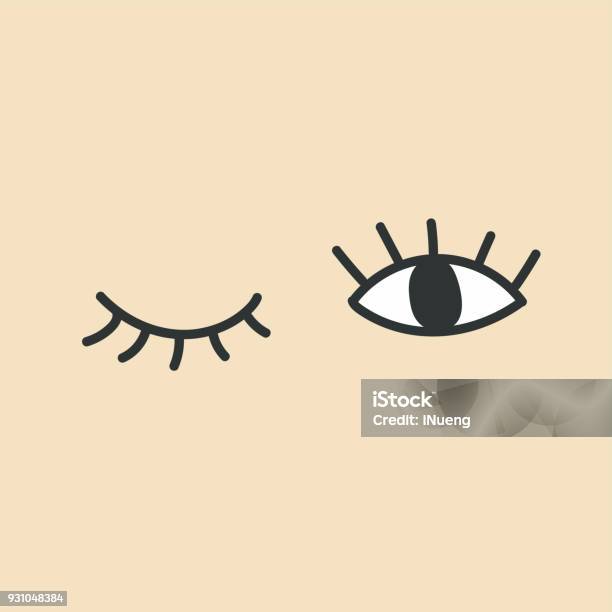 Hand Drawn Eye Doodles Open And Winking Eyes Stock Illustration - Download Image Now - Eye, Blinking, Winking