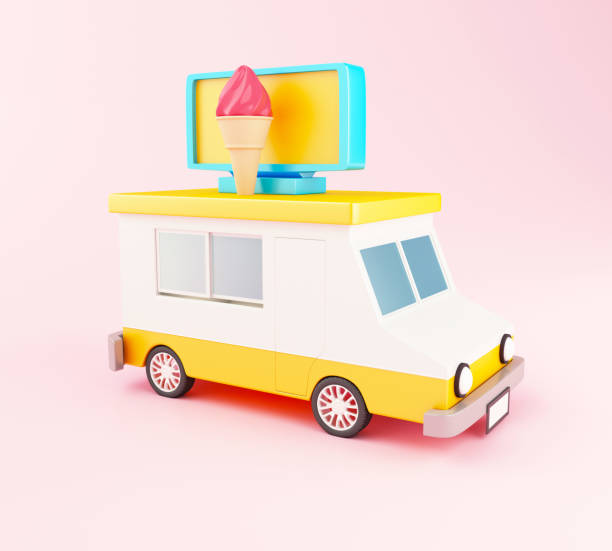 istock 3d Ice cream food truck. 931058902