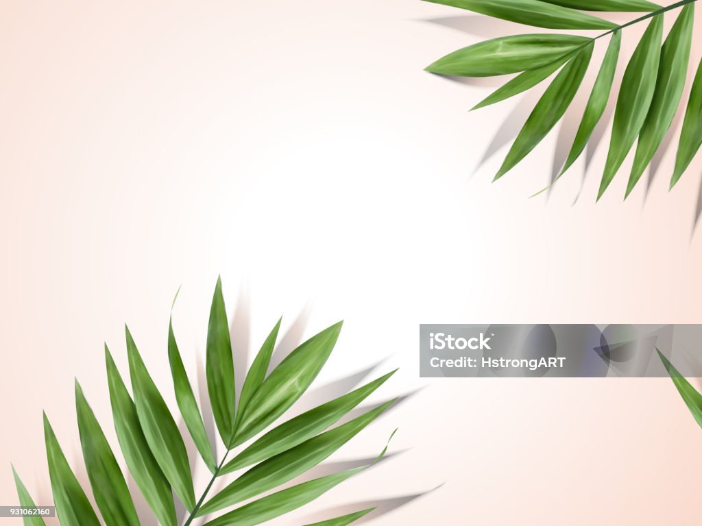 Palm leaves background Palm leaves background, decorative summer plant design elements in 3d illustration Palm Leaf stock vector
