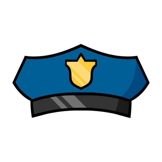 мультфильм полиции шляпа - badge blue crime law stock illustrations