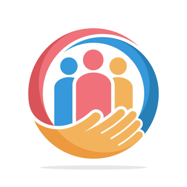 icon  with the concept of family care, care about humanity icon  with the concept of family care, care about humanity crowd of people symbols stock illustrations