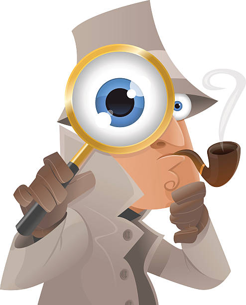 ilustrações de stock, clip art, desenhos animados e ícones de detetive - peeking analyzing staring watching