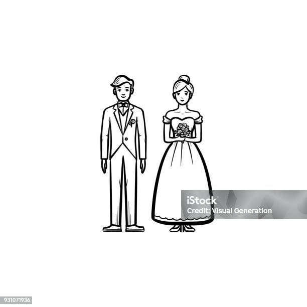 Bride And Groom Hand Drawn Sketch Icon Stock Illustration - Download Image Now - Adult, Body Care, Bride