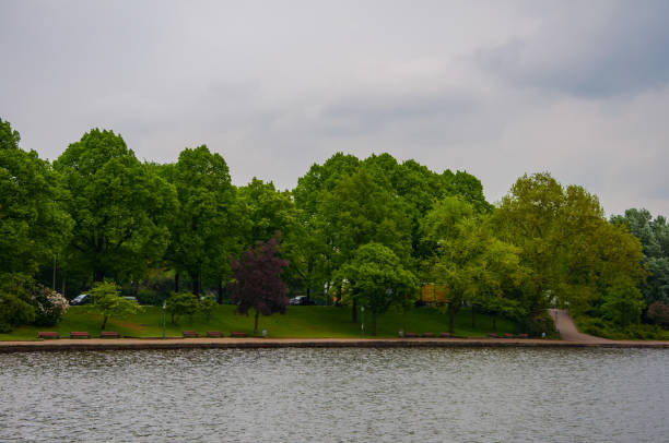 istock Beautiful park on the coust of river 931079666