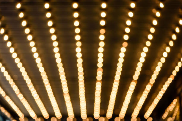 marquee lights Rows of illuminated globes under the marquee as often used at entrance to theatres and casinos theatrical performance photos stock pictures, royalty-free photos & images