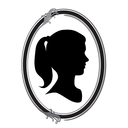 Cameo of a young woman with a pony tail