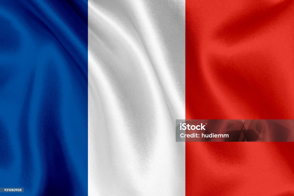 Bandiera francese che sventola sfondo - Foto stock royalty-free di Bandiera della Francia