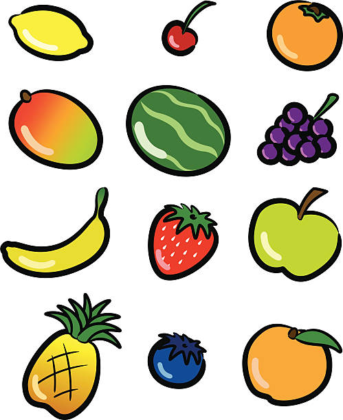 Coloridos iconos de frutas - ilustración de arte vectorial