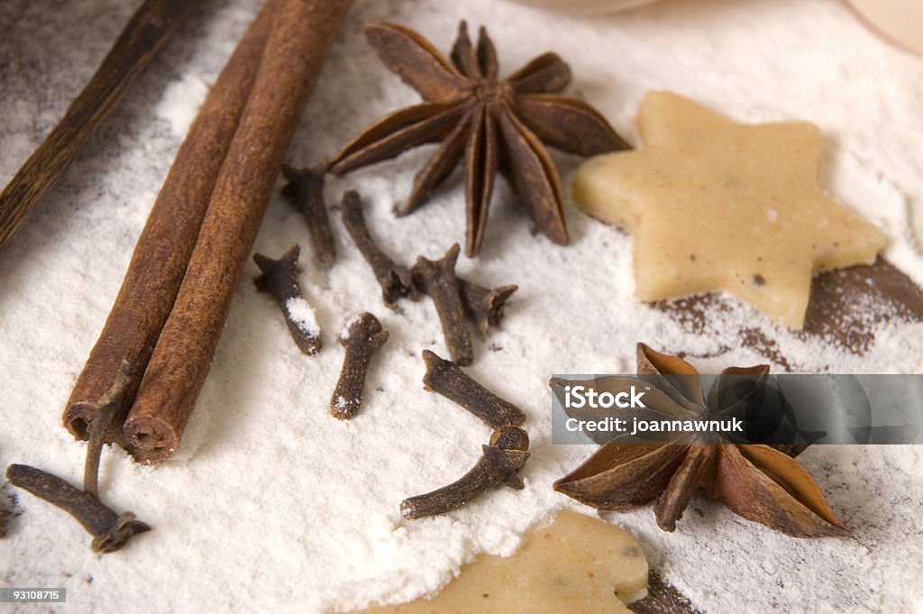 Natale gingerbreads ingredienti - Foto stock royalty-free di Ambientazione interna