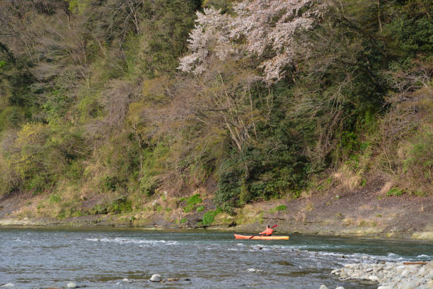 istock Get on the kayak in a river River terrace kayak River Terraced field 931099240