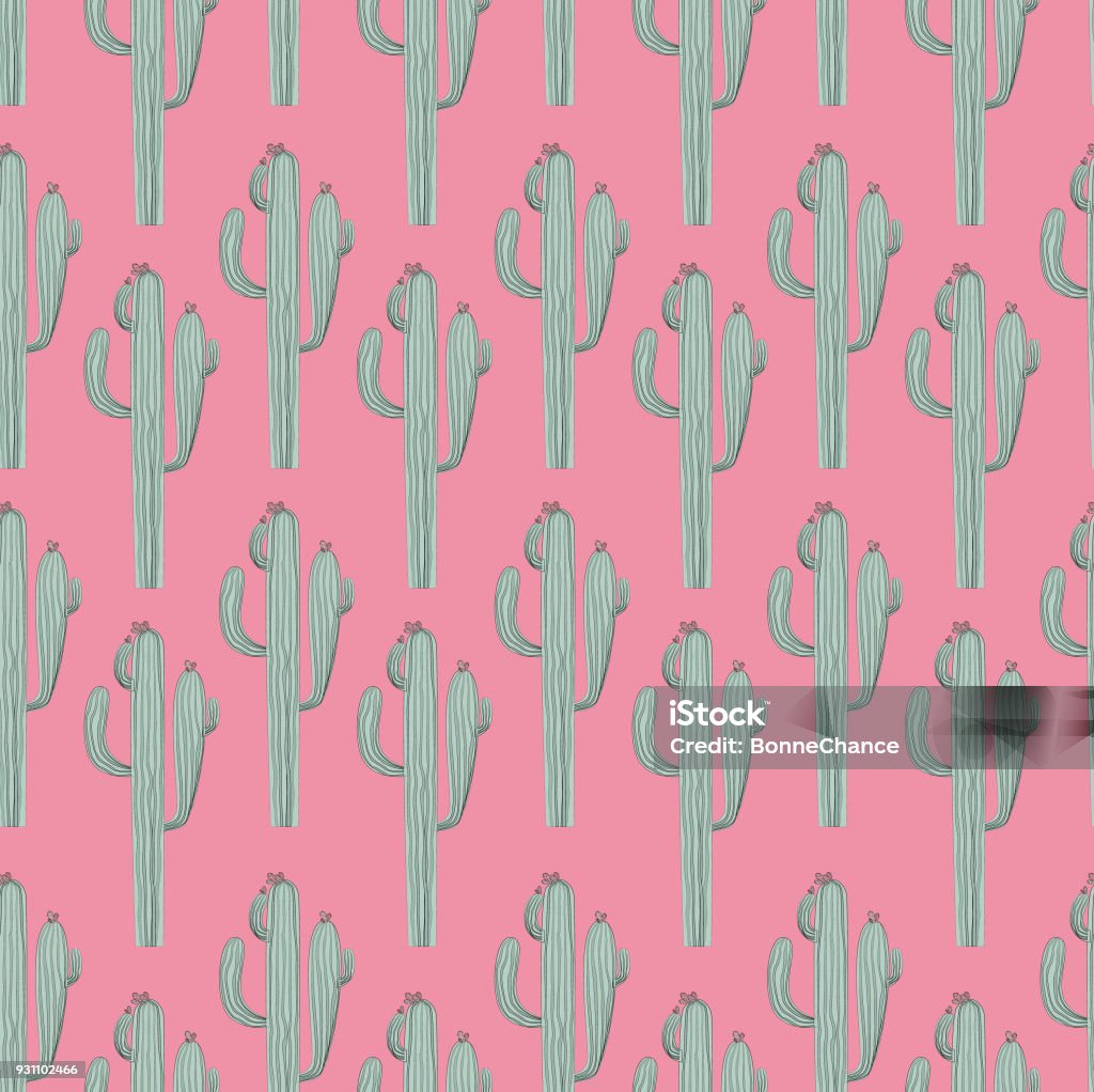 Seamless pattern with cactus and succulent in sketch style Seamless pattern with cactus and succulent in sketch style. Editable vector illustration Printmaking Technique stock vector