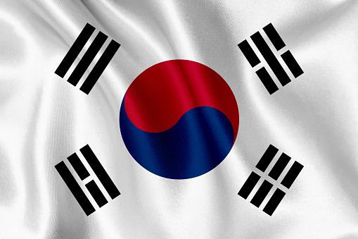 South Korea flag waving background