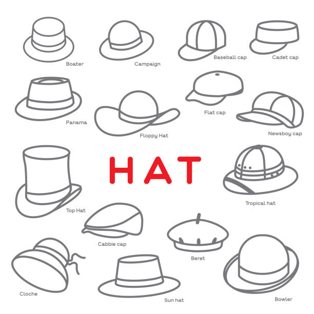 has Different styles of Hat are created as icon on white background. sun hat stock illustrations