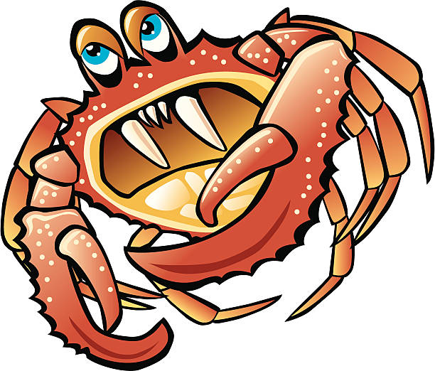 Crab Cartoon With Big Teeth vector art illustration