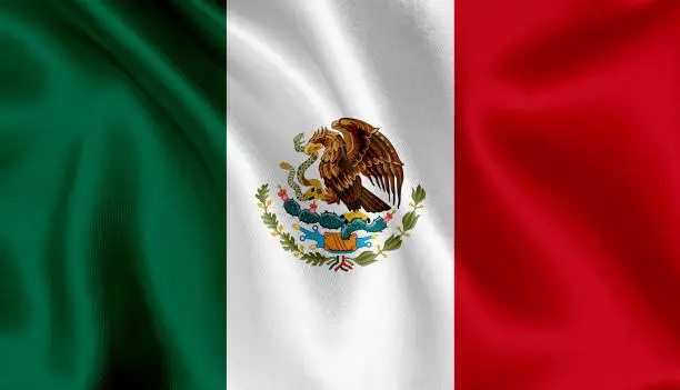 Photo of Mexico flag waving background