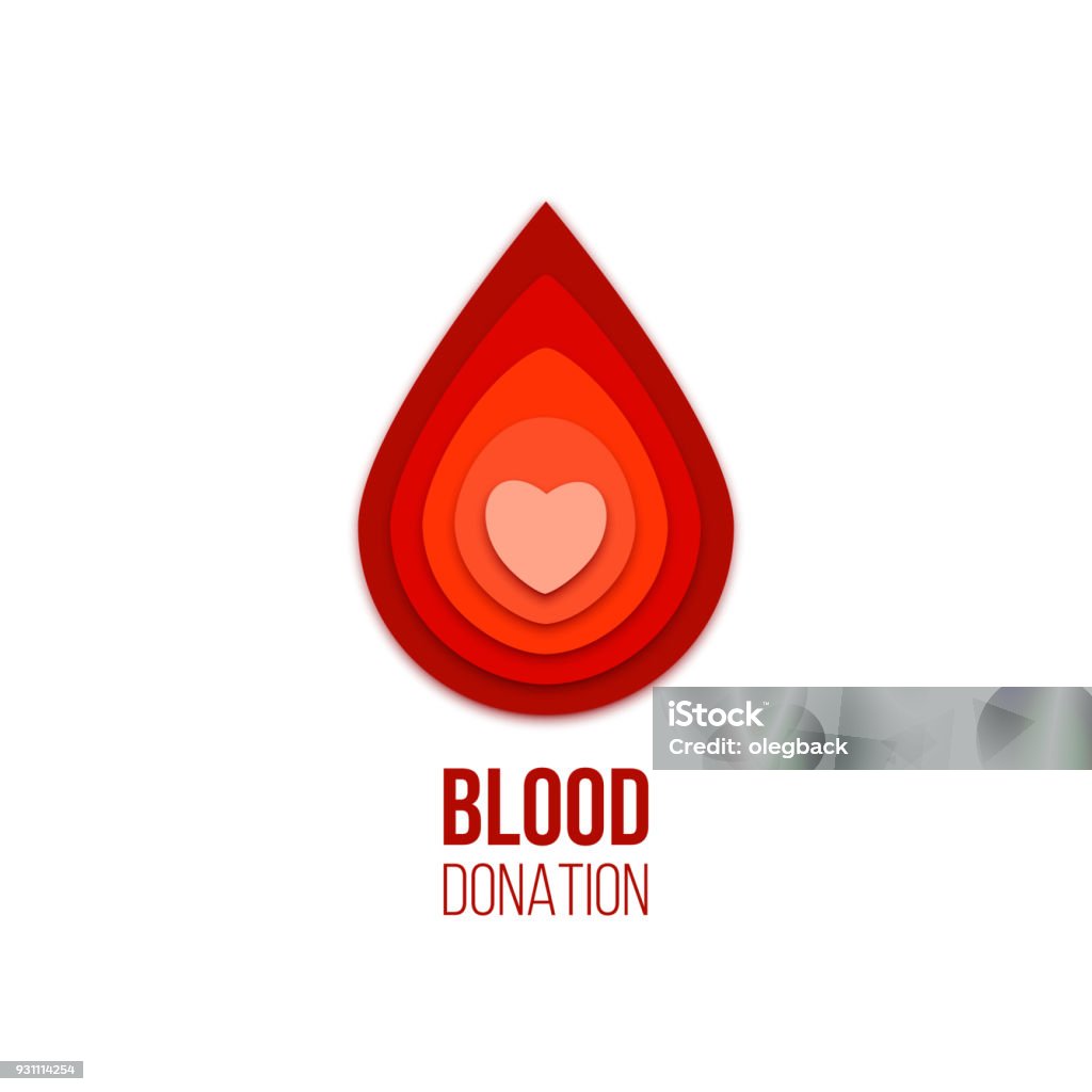 Blood donation icon. Vector red blood drop with heart inside. Blood Donation stock vector