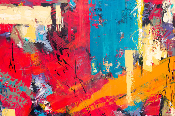 abstracta pintura acrílica con textura de fondo - fondo colorido fotos fotografías e imágenes de stock