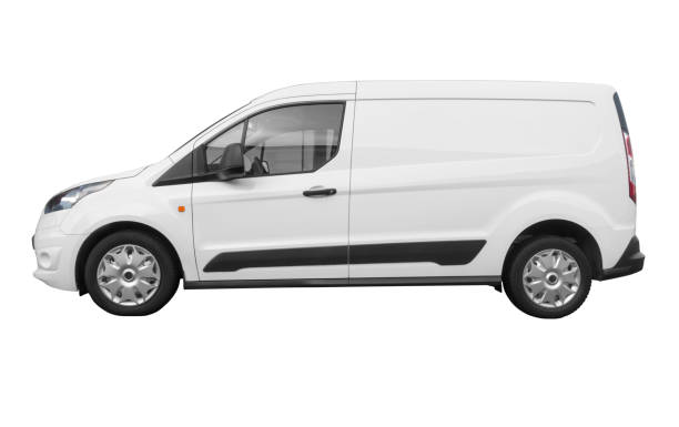 istock Side view of white van isolated on white with clipping path 931117892