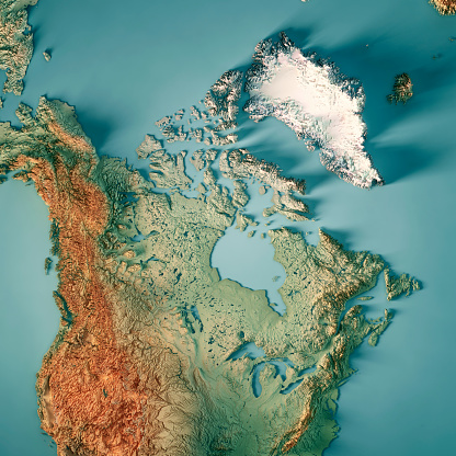 Mapa topográfico de Render 3D de Canadá photo