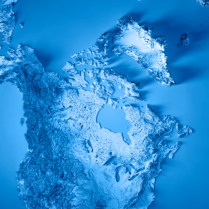 Azul de mapa topográfico de Render 3D de Canadá photo