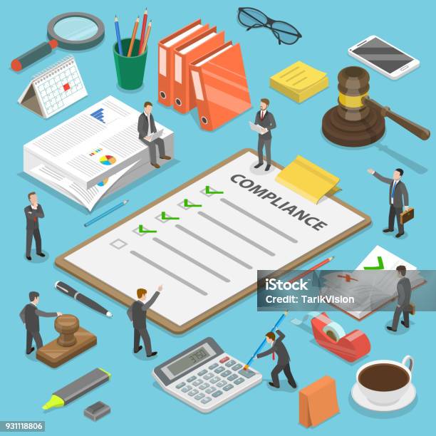 Regulatory Compliance Flat Isometric Vector Concept Stock Illustration - Download Image Now