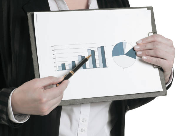istock closeup.business woman showing graph on financial 931123724