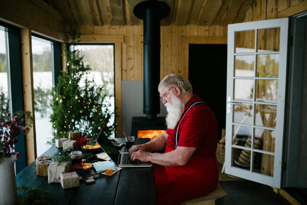 Santa Claus writing an email